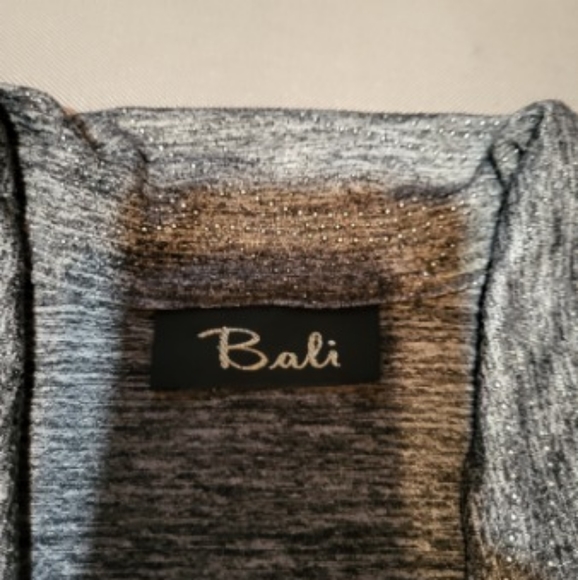 Bali Grey Ruffled Short Sleeved Open Blazer Blouse 🌿 Size Medium - Picture 3 of 6